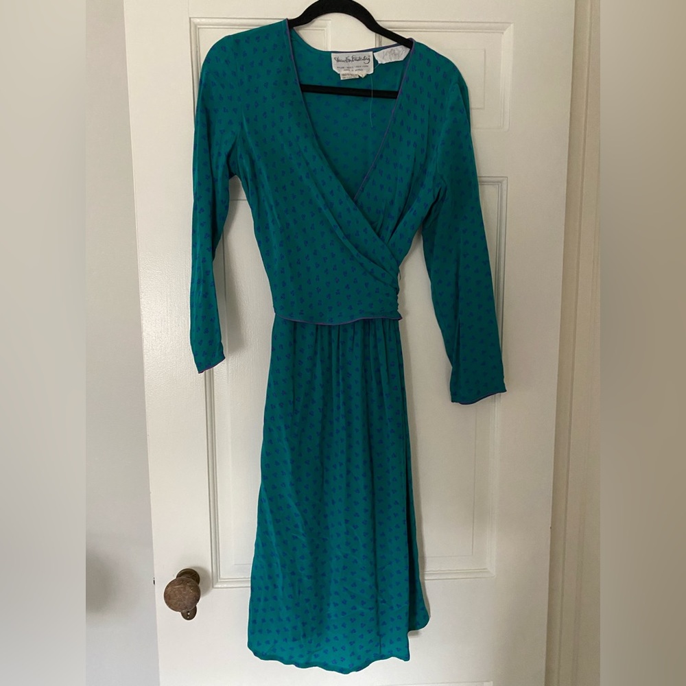 Teal vintage Diane von Furstenberg silk wrap dress